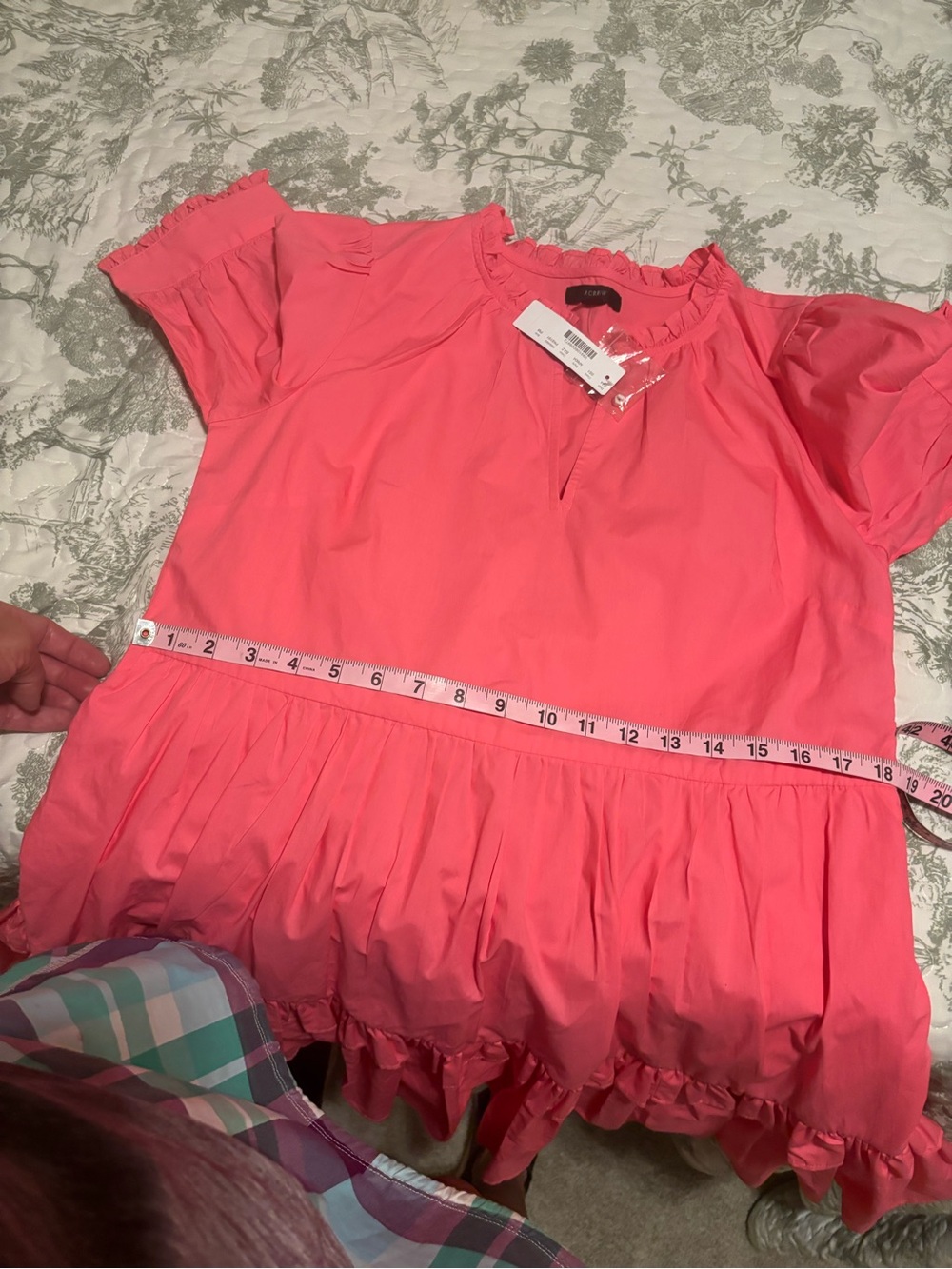 NWT J. Crew sz Medium Petite PM Pink Tiered Popover Dress poplin ruffles barbie - Picture 10 of 15